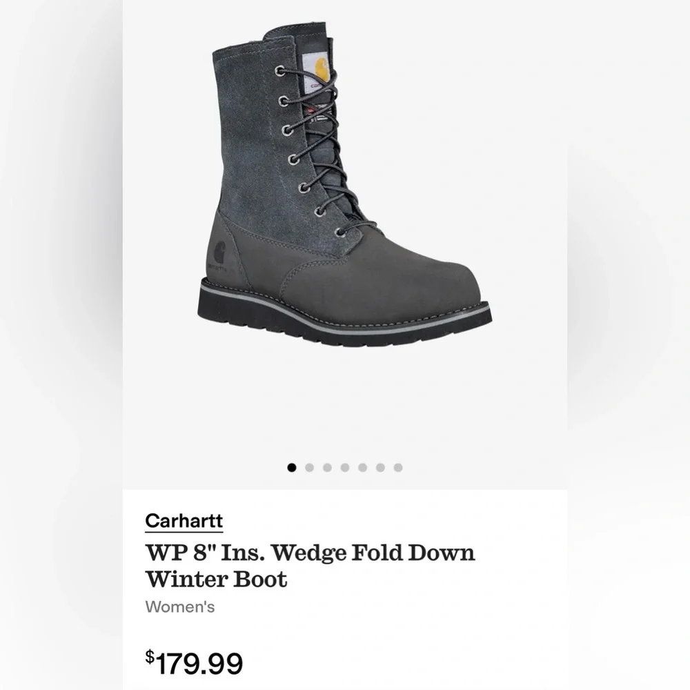 Carhartt Charcoal Gray Wedge Fold Down Lace-Up Boots NIB Sz 7 Ret $179.99